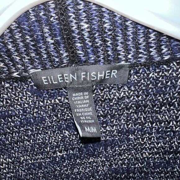 Eileen Fisher Size Medium Cardigan Open Front Karma Linen Blend Blue - Picture 4 of 8